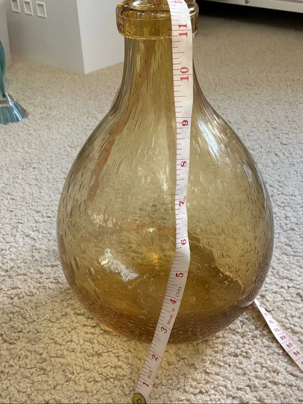 Amber Bubble-Texture Glass Vase - Home Accents